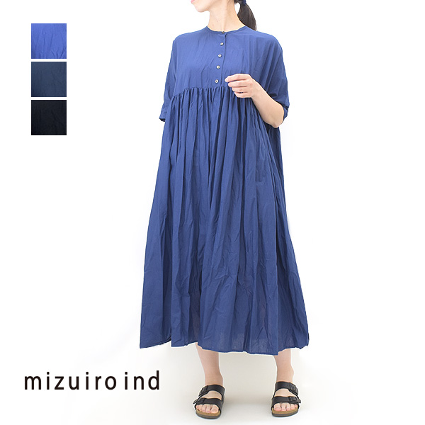 mizuiro-ind ミズイロインド ドルマンスリーブギャザーフレア