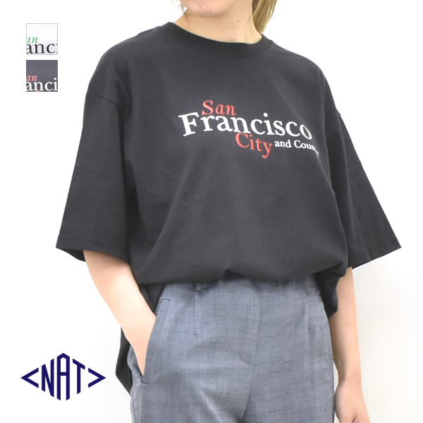 NAT ナット プリントTシャツ "Francisco" コットン 五分袖 半袖 N0076 レディース