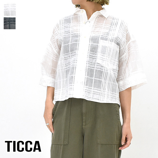 TICCA（ティッカ） レースチェックジャガード半袖シャツ TBES-091
