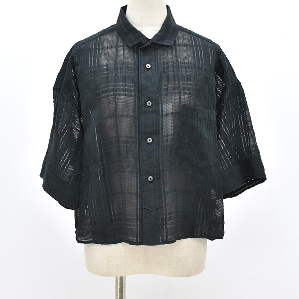 TICCA ティッカ レースチェックジャガード 半袖シャツ ブラック TICCA（ティッカ） レースチェックジャガード半袖シャツ TBES-091