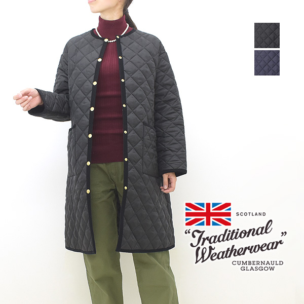 TRADITIONAL WEATHERWEAR トラディショナル ウェザーウェア アークリーロングAライン ノーカラーキルティングコート ARKLEY  LONG A-LINE CO0385AA レディース