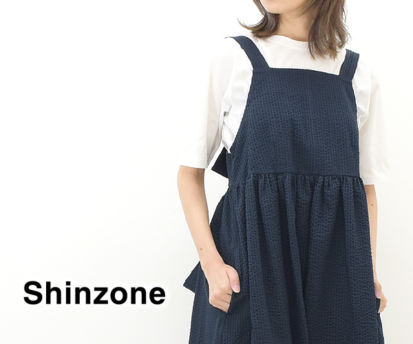 THE SHINZONE シンゾーン ストライプエプロンドレス ワンピース STRIPE