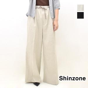 THE SHINZONE シンゾーン CO/LI TACK WIDE PANTS コットンリネン タ...