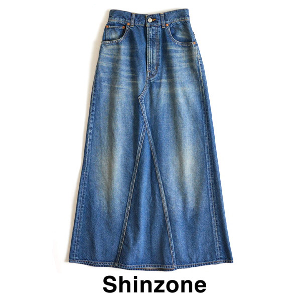 THE SHINZONE シンゾーン REMAKE SKIRT リメイクデニムスカート ロング 24SMSSK01 ブルー｜y-trois｜02
