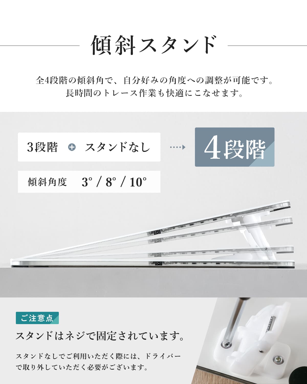 【日本製】 トレース台 トレビュアー A1 ホワイト 薄型 7段階調光 3年保証 A1-450-W ライトボックス ライトボード ライトテーブル  トライテック