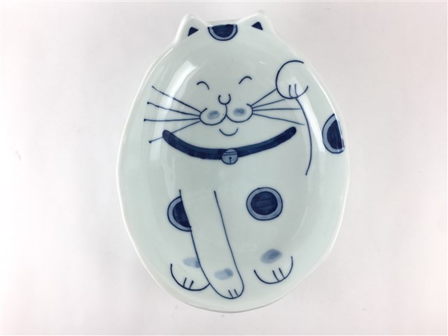 有田焼 北川美宣窯 16.5cm猫三ッ足皿 招き猫 陶磁器 かわいい 猫