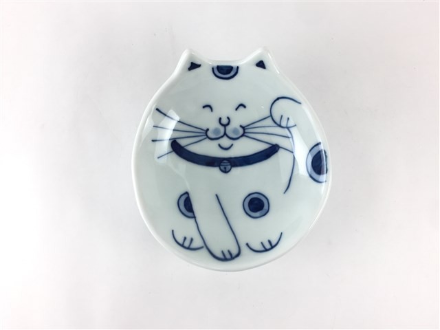 有田焼 北川美宣窯 10cm 猫三ッ足皿 (招き猫 / 親子猫)【食器 皿