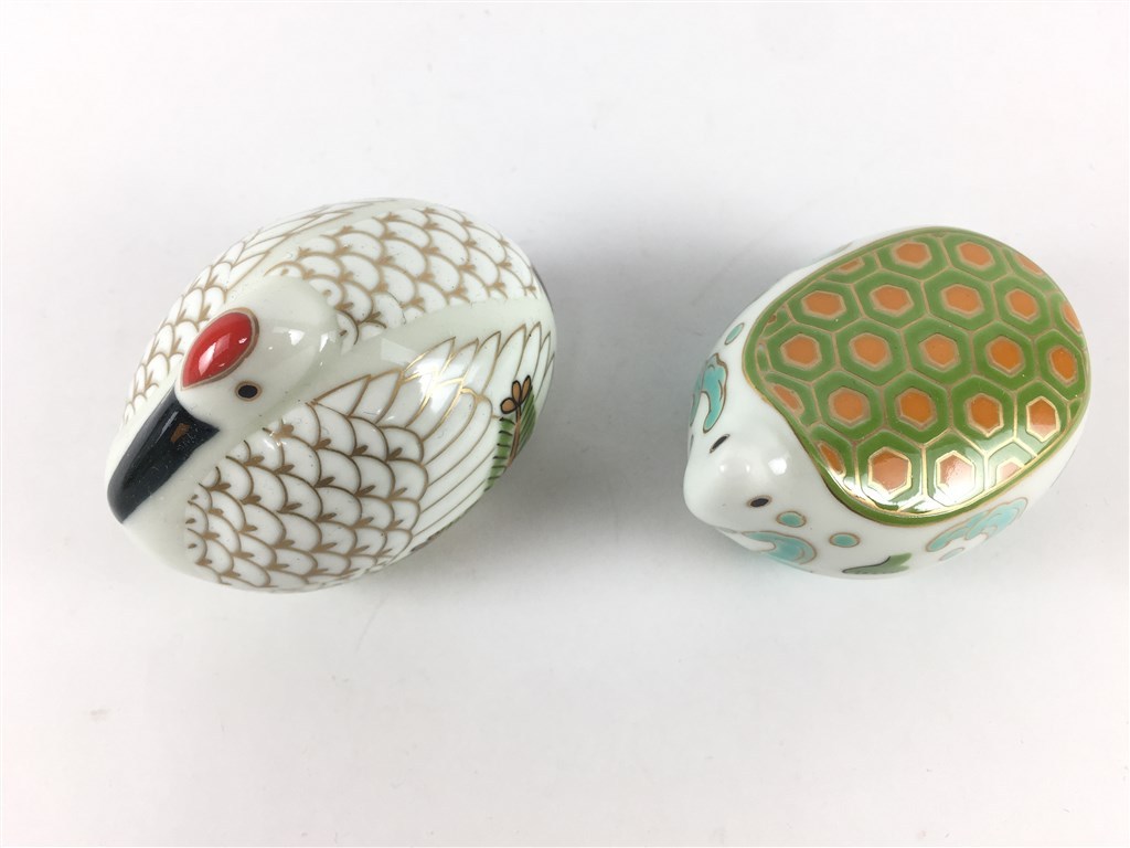 ユカ様ご依頼品 有田焼 幸楽窯 正角皿 波模様 鯛 鶴珍味入 4点セット