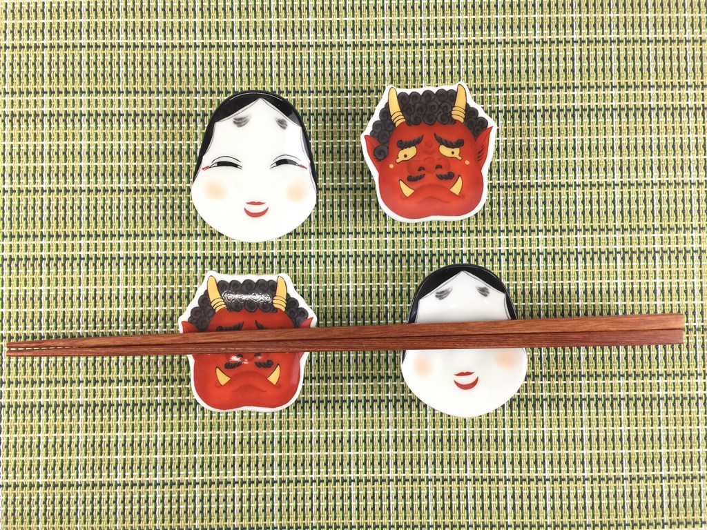 メール便送料無料】有田焼 幸楽窯 箸置(錦おふくさん/泣いた赤鬼)【5cm