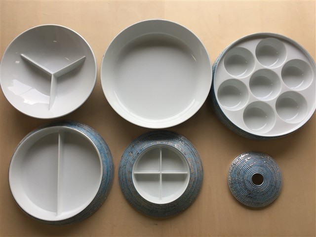 有田焼 李荘窯 玉おせち重 瑠璃千段銀彩 珠型五段重 重箱 5段 26cm