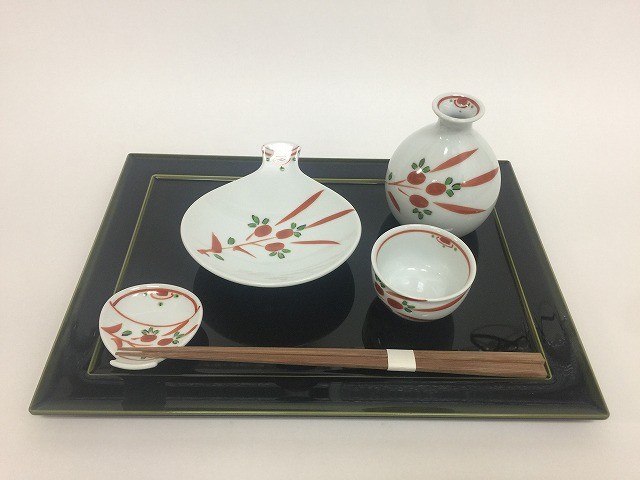 伊万里焼 田森陶園 晩酌セット 古赤絵 セット品 酒器 徳利 おちょこ 皿