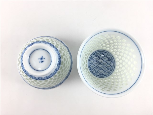波佐見焼 丹心窯 120cc反仙茶 水晶青海波【8cm 120cc 120ml ゆのみ