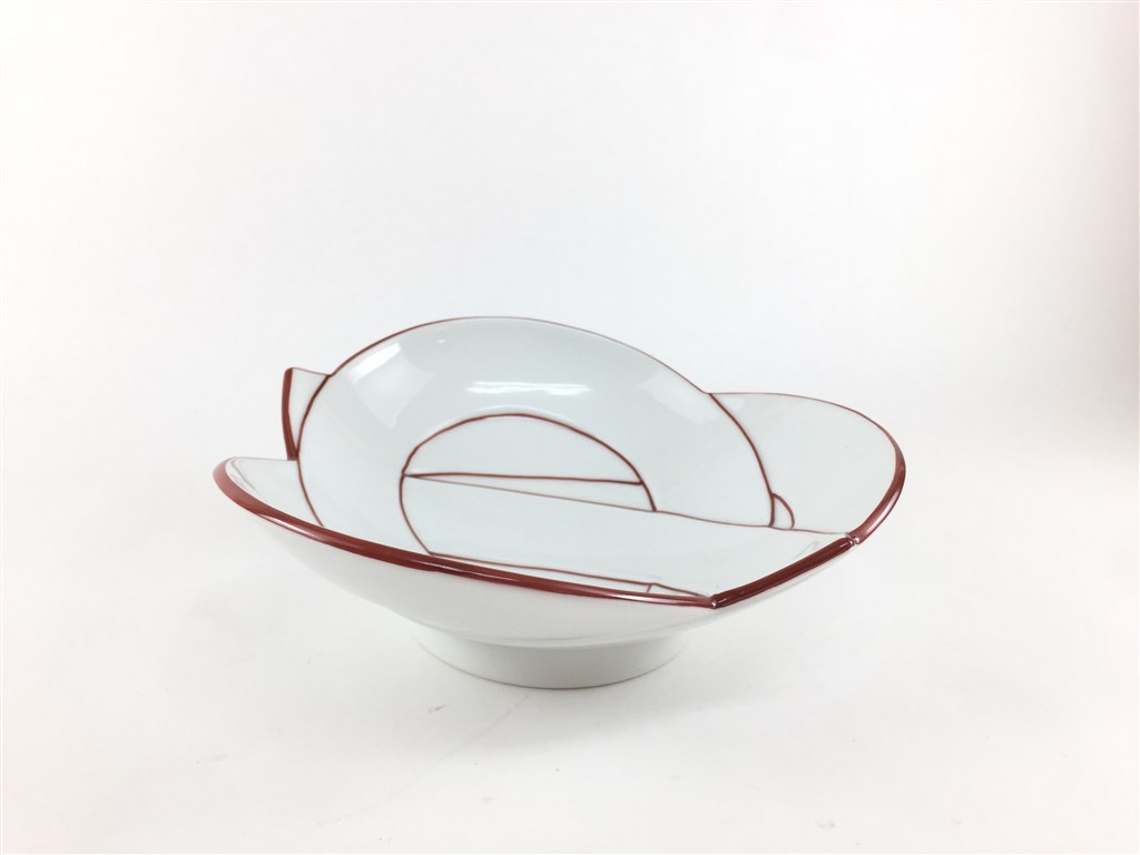 有田焼 田清窯 結び 小丼(赤)【17cm 16cm ムスビ むすび皿 中鉢 組紐