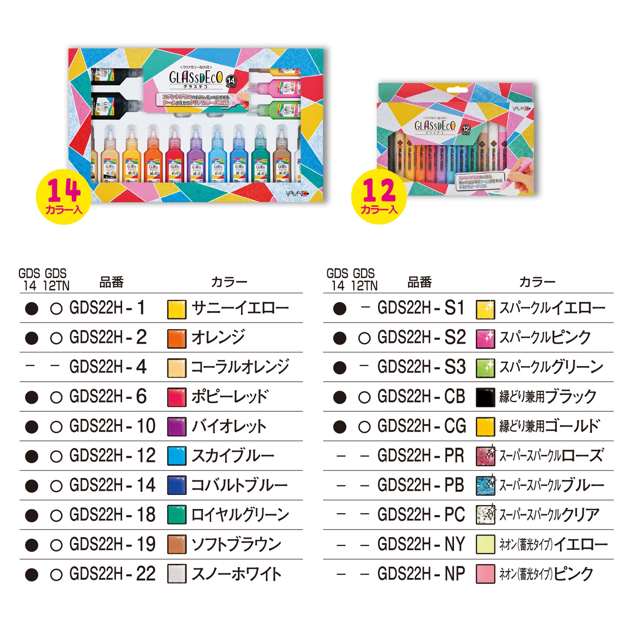 美術家の才能 エンチャント・クラス 4枚セット 公式】送料無料 ヤマト グラスデコ 14色 セット GDS14 22ml×13色 40ml