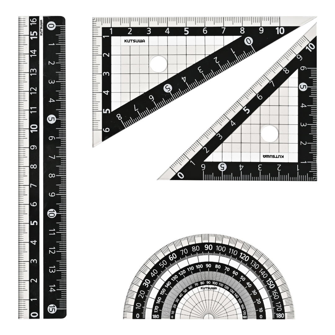n.d.c ブラック定規セット 16cm定規 直角三角形 直角二等辺三角形