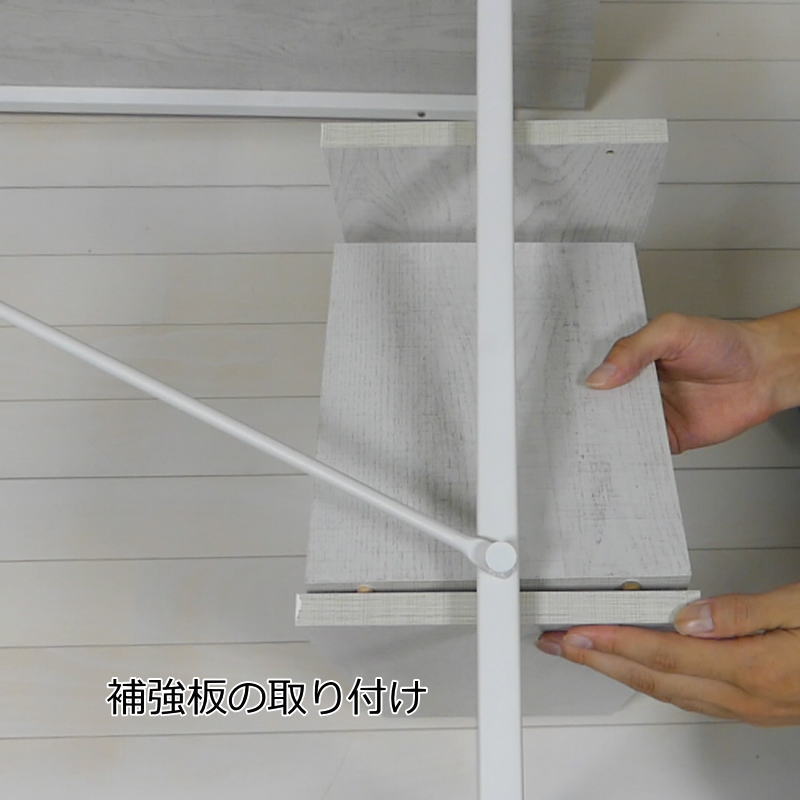 らくらく組立 棚付デスク W120 幅120cm パソコンデスク 収納棚付き