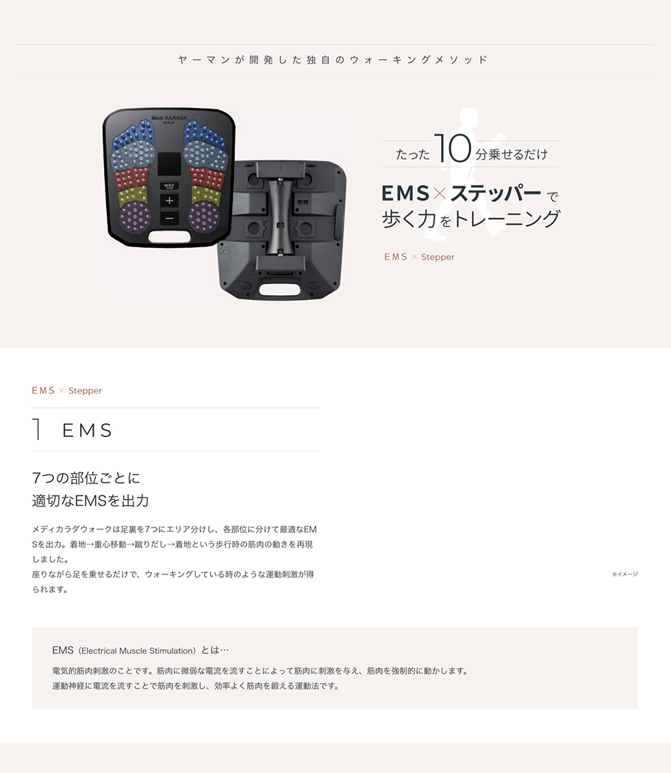 足裏 EMS ウォーキング運動 メディカラダ ウォーク ヤーマン公式 Ya