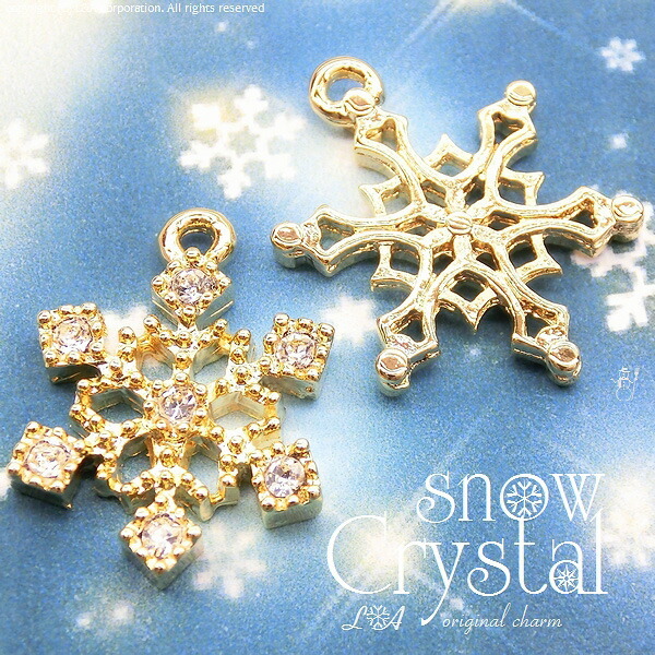 ★雪の結晶チャーム　Frozen＆princess snow　★K16GP＆本ロジウム★snow crystal 3