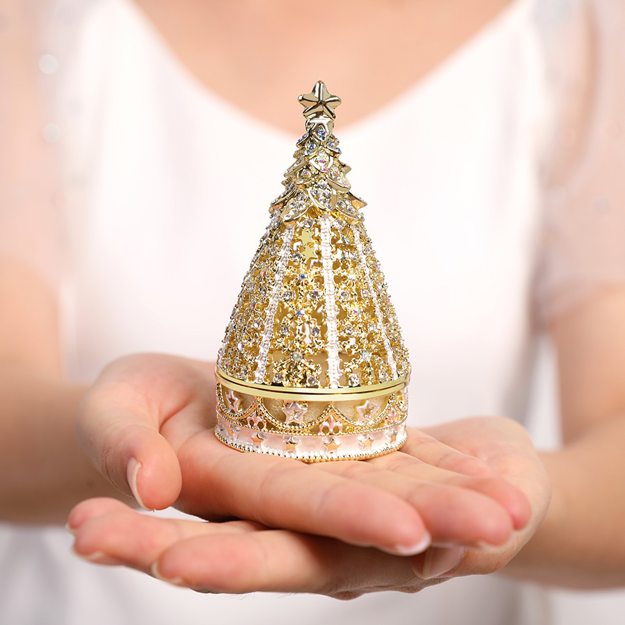 美しい スターライトツリー ジュエリーボックス 置物 オブジェ クリスタル メモリアルボックス Alice Com Ve