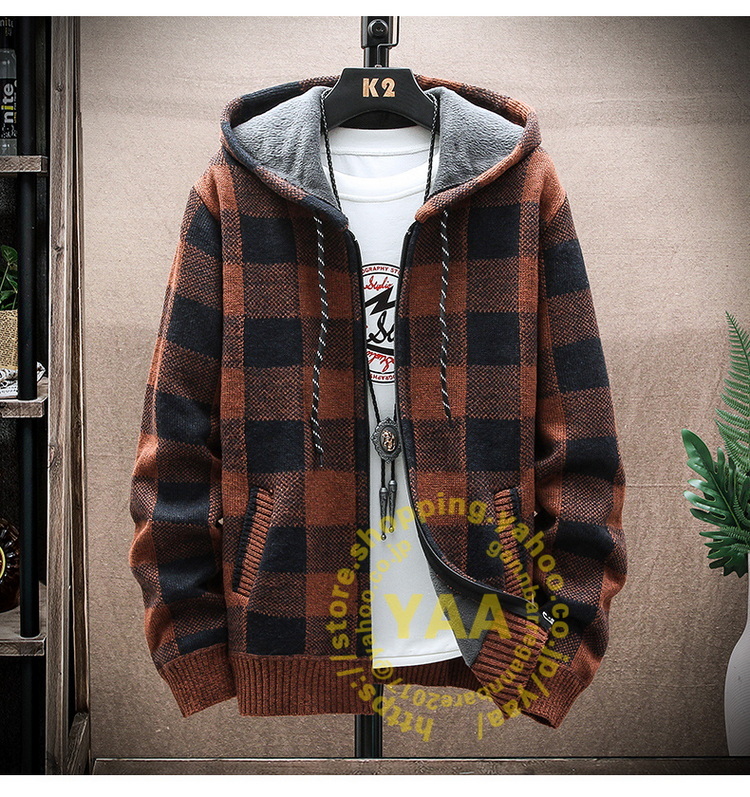 カーディガン メンズ ニットセーター パーカー 防寒 フード付き