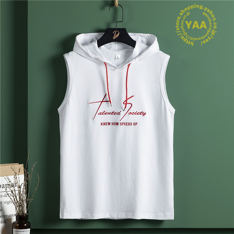 メンズ ノースリーブ パーカー インナー タンクトップ 袖なし プル