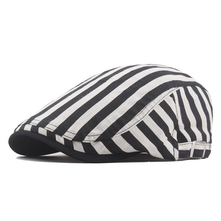 ハンチング 帽子 レディース メンズ ストライプ柄 ハンチング帽 通気性 サイズ調整可 100%コッ...