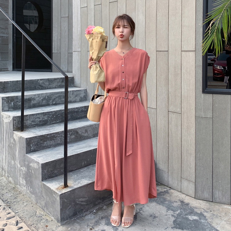 サンローラン ベルト付き半袖ワンピース ベージュ org.jpg