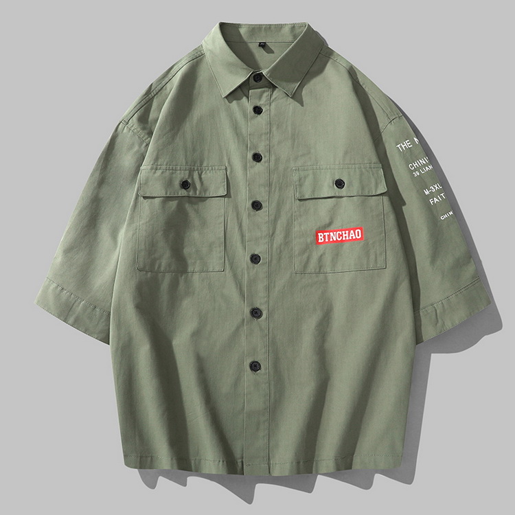 七分袖シャツ メンズ ワークシャツ カジュアルシャツ トップス