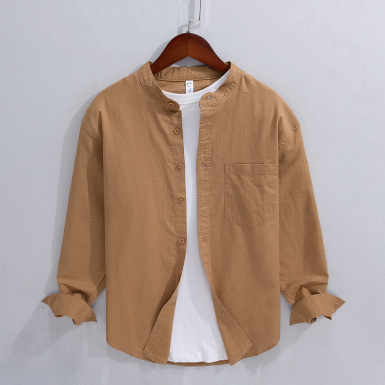 新品未使用kavalリネンコットンシャツ M ベージュ kaval/ standard shirt ”silk twill brushed linin