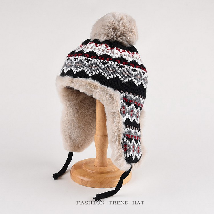 ビーニー ファー ニット帽 耳あて付き ノルディック 帽子 防風 防寒