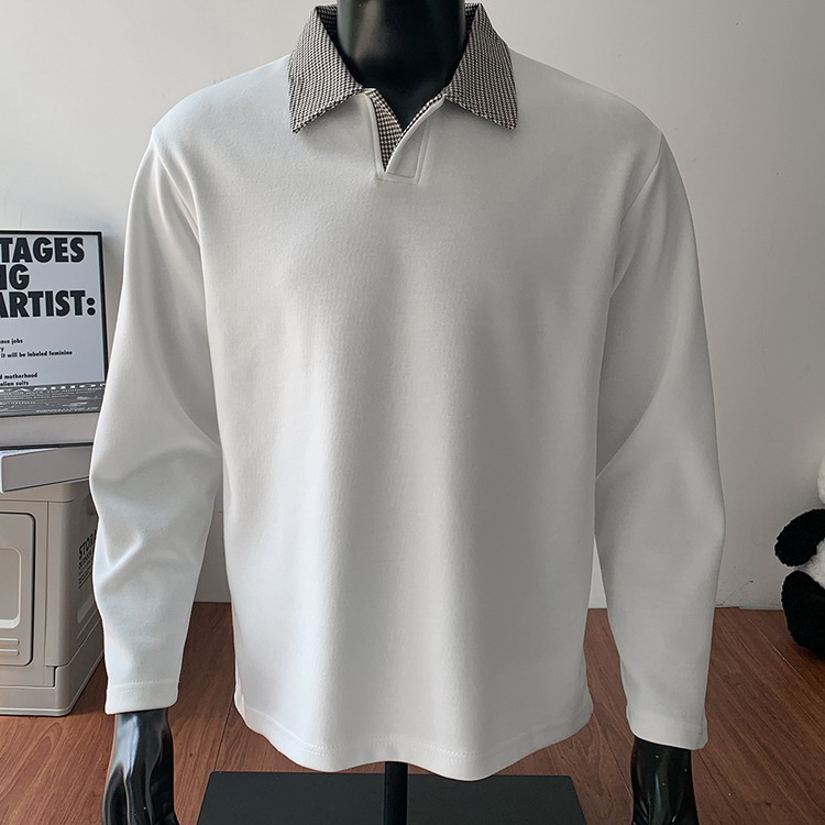 ポロシャツ 千鳥格子襟 長袖 ポロ トップス polo プルオーバー メンズ