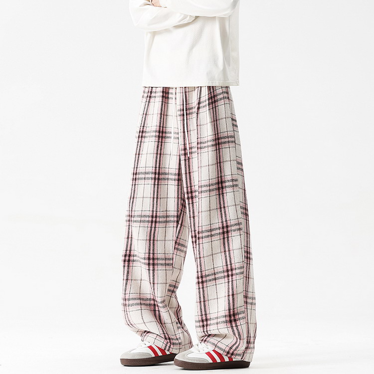 ワイドパンツ メンズ チェック柄 バギーパンツ ルーズパンツ 紐パン