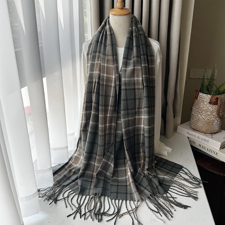 マフラー 防寒 大判 200x65cm チェック柄 カシミヤ タッチ ストール