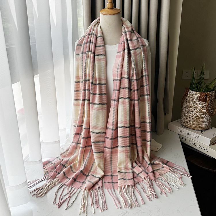 マフラー 防寒 大判 200x65cm チェック柄 カシミヤ タッチ ストール