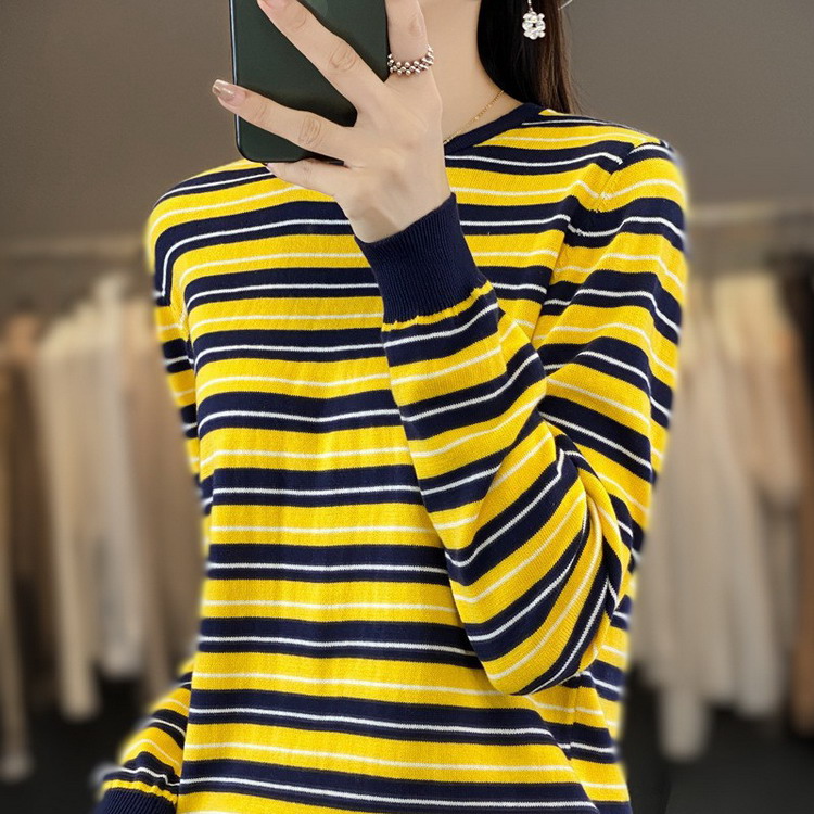 tシャツ レディース 100%綿 ニット ボーダー ロンt トップス クルー