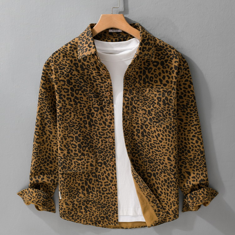 シャツ レオパード柄 100％綿 秋服 秋物 カジュアルシャツ きれいめ コットンシャツ トップス 長袖 メンズ |  | 01