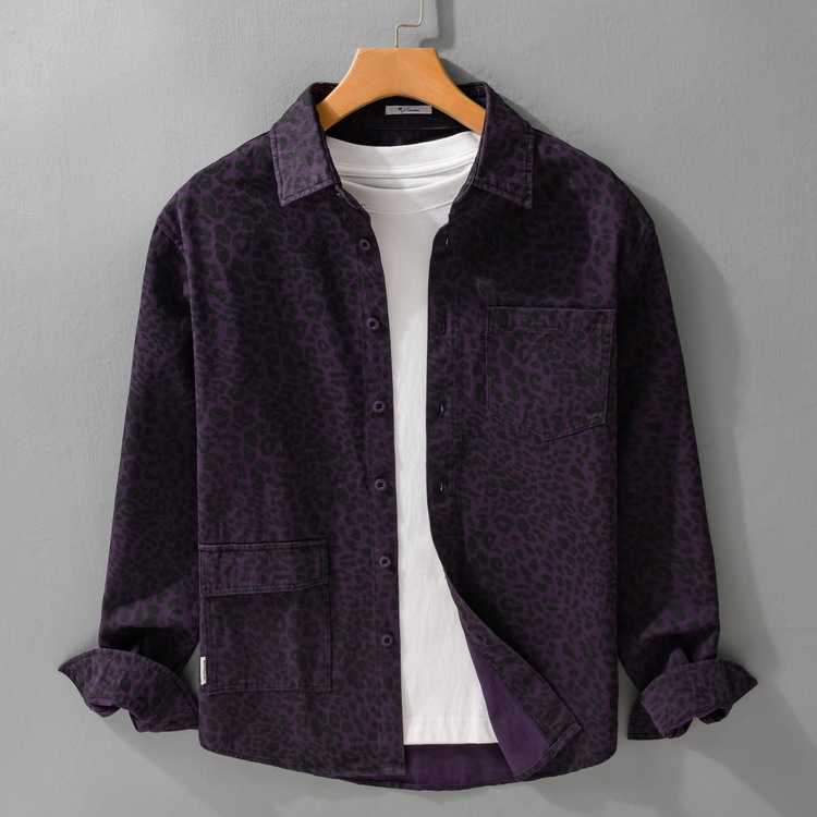 シャツ レオパード柄 100％綿 秋服 秋物 カジュアルシャツ きれいめ コットンシャツ トップス 長袖 メンズ |  | 02