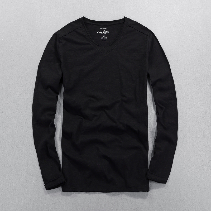 ロンT Vネック Tシャツ 長袖 ロングスリーブ uネック メンズ