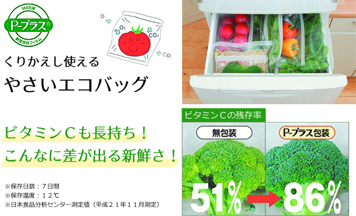 p-プラス 人気 繰り返し使える野菜エコバッグ