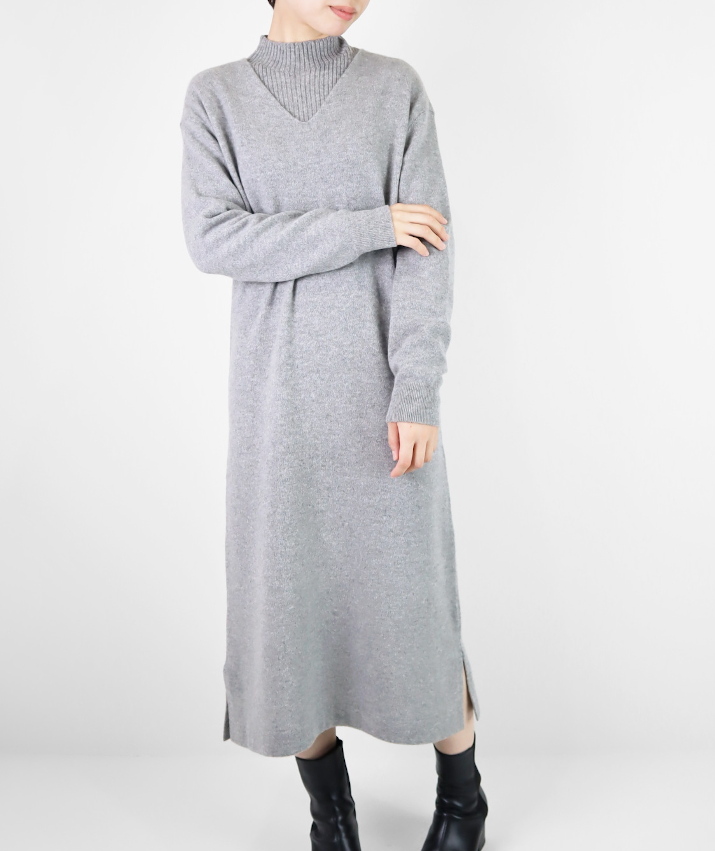 ドゥーズィエムクラス ニットワンピース カシミヤ100% Vネック スリット PRODIGAL（プロディガル） カシミヤ 100％ Vネック ワンピース ニット