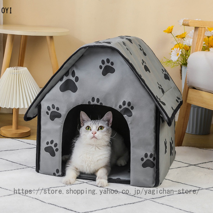猫ハウス 猫の洞窟ベッド 洗える犬用ベッド 暖かくて居心地の良いぬいぐるみ猫イグルー 折り畳み式の快適なペットの猫の家｜yagichan-store｜02