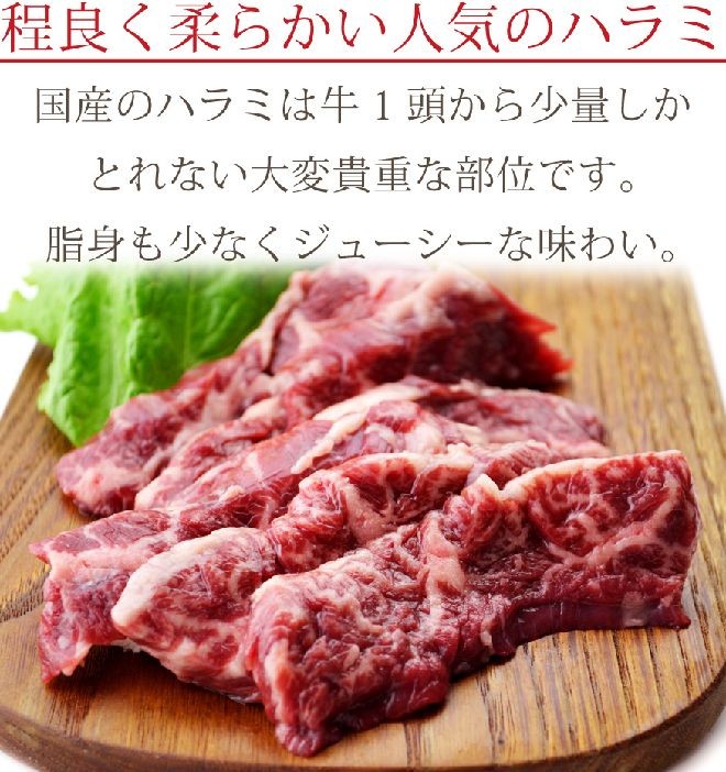 国産牛ハラミ（横隔膜、焼肉、バーベキュー用）