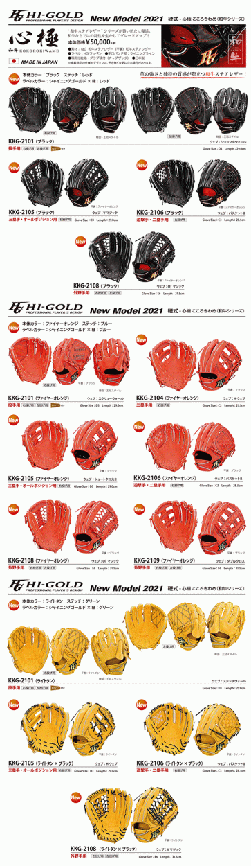 ハイゴールド 野球 硬式 グローブ グラブ ピッチャー 心極 和牛シリーズ ＫＫＧ２１０１ :kkg2101:野球一筋 Yahoo!店 - 通販 -  Yahoo!ショッピング