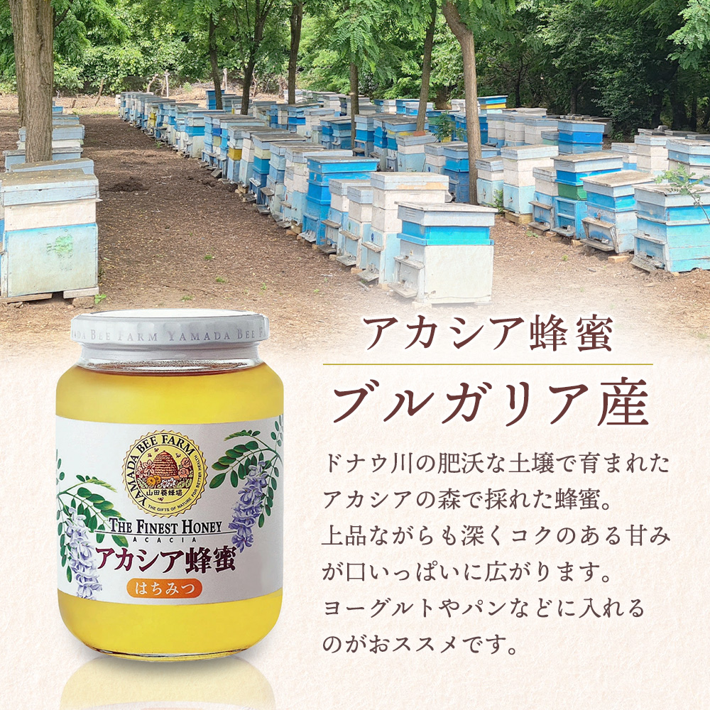 山田養蜂場 アカシア蜂蜜(ブルガリア産) 300gプラ容器