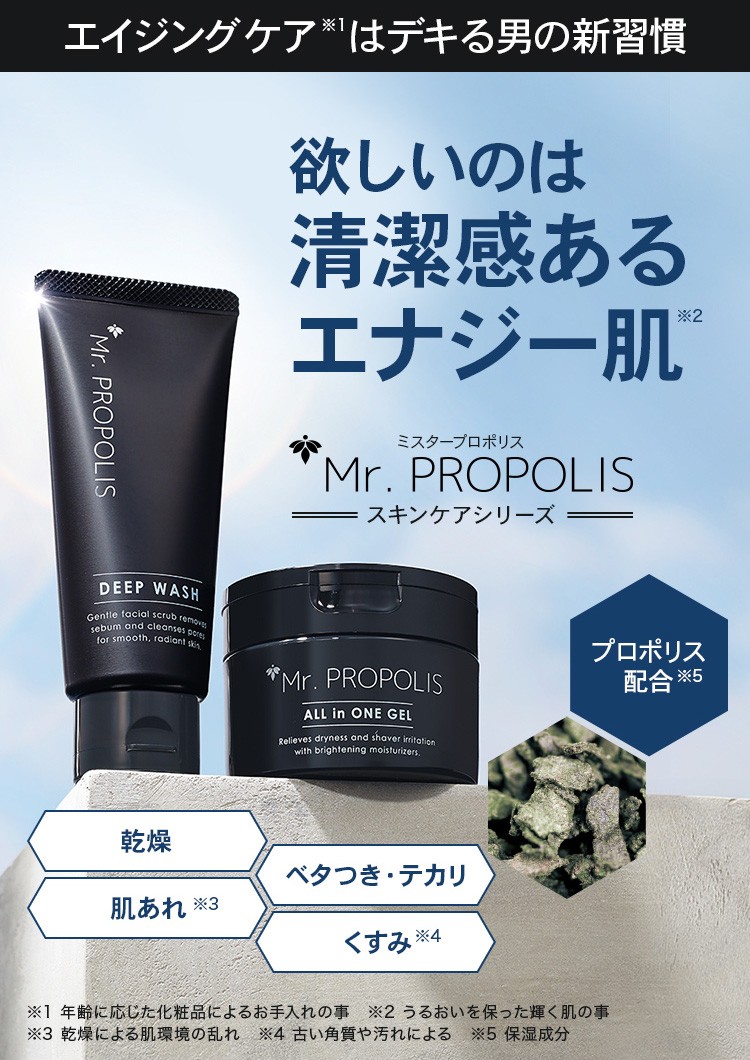 山田養蜂場 Mr.PROPOLIS オールインワンジェル 80g メンズ スキンケア