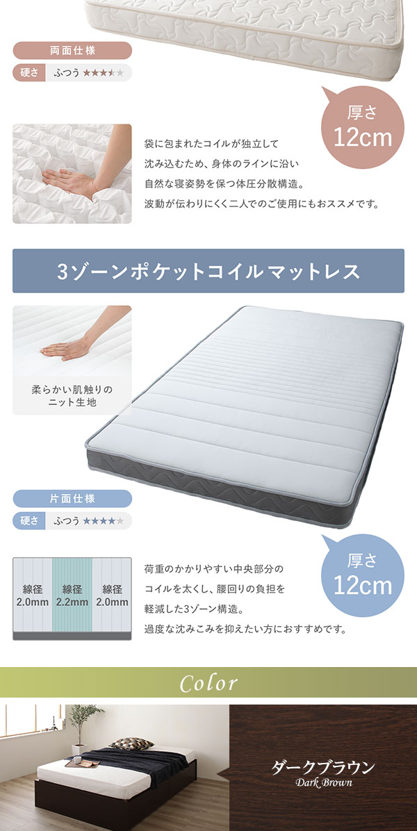 組立設置サービス付き〕 ヘッドレス 頑丈ボックス収納 ベッド 