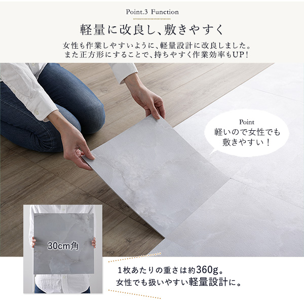 120枚入〕 フロアタイル 床材 約30.5×30.5×0.3cm 6畳分 ストーン