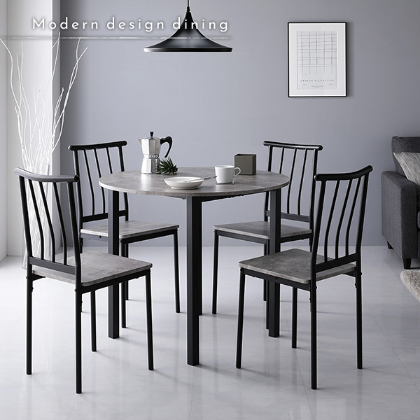 ダイニングセット 5点セット ダイニングテーブル 幅90cm 円形 ストーン