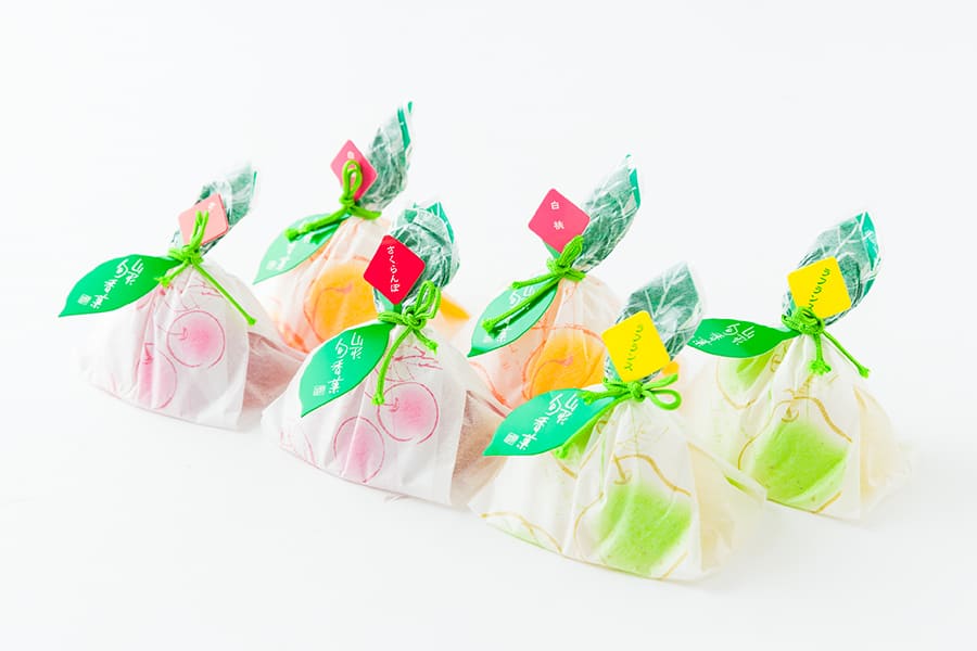 杵屋本店／山形旬香菓15個入(ラフランス×5、さくらんぼ×5、桃×5