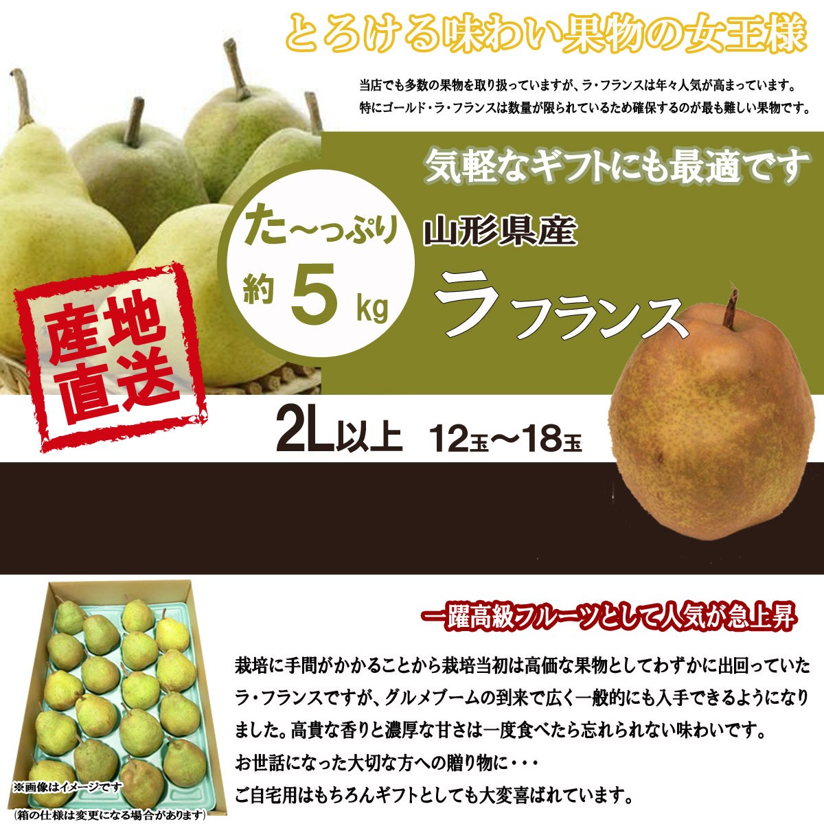 予約 送料無料 山形県産 ラフランス ラ・フランス 2L サイズ 以上 約